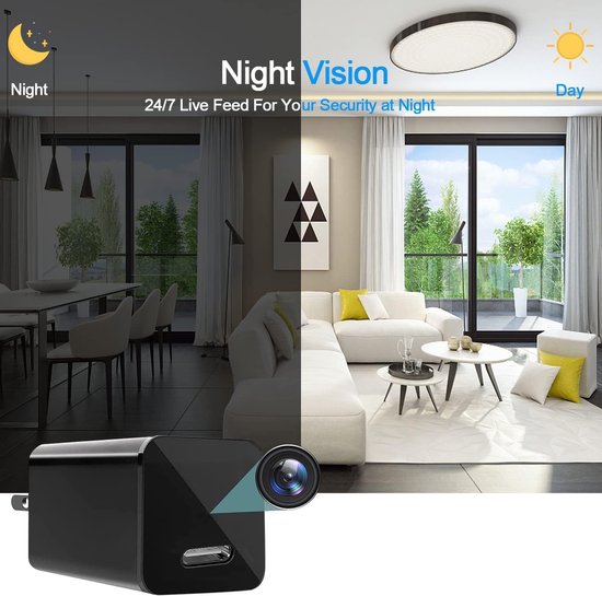 Verborgen Camera - Mini DV - Huis Beveiligen - Nachtzicht Functie - 4K Resolutie - Zwart — afbeelding 2
