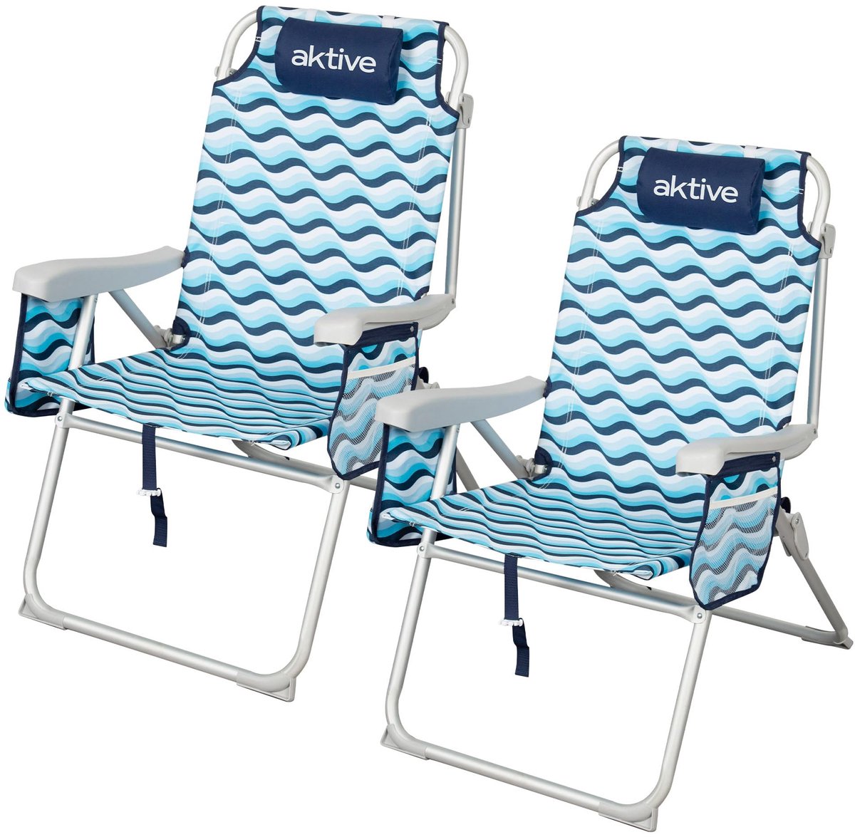 SnelShoppen - Opvouwbare Strandstoelen XL - Aluminium en Polyester - 5 Posities Rugleuning - Blauw - Perfect voor Camping, Tuin, Feest, Vakantie