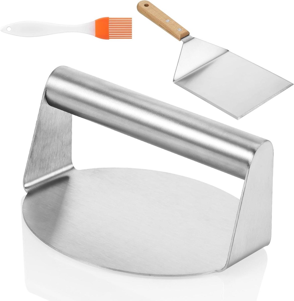 Burger Pers - Vlees Smasher - Burgers Maken - Complete Set - 550 gram - Zilver