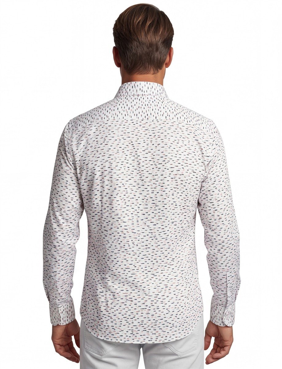 Ledub overhemd Modern Fit New navy print katoen