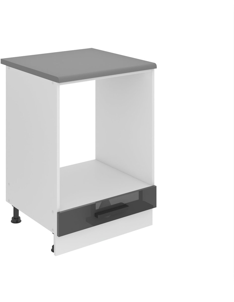 BELINI Ovenombouwkast SDP 60 cm met Klep met Werkblad - Zilver Hoogglans