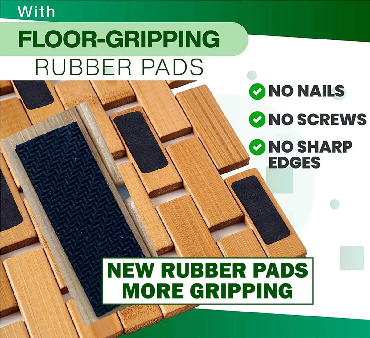 Badmat van bamboehout - antislipmat voor in badkuip - bamboemat voor in badkamer met antislip - badmat voor douche - bamboe tapijt voor badkamer (Natuurlijk) — cadeau in Wonen & Interieur - foto 6