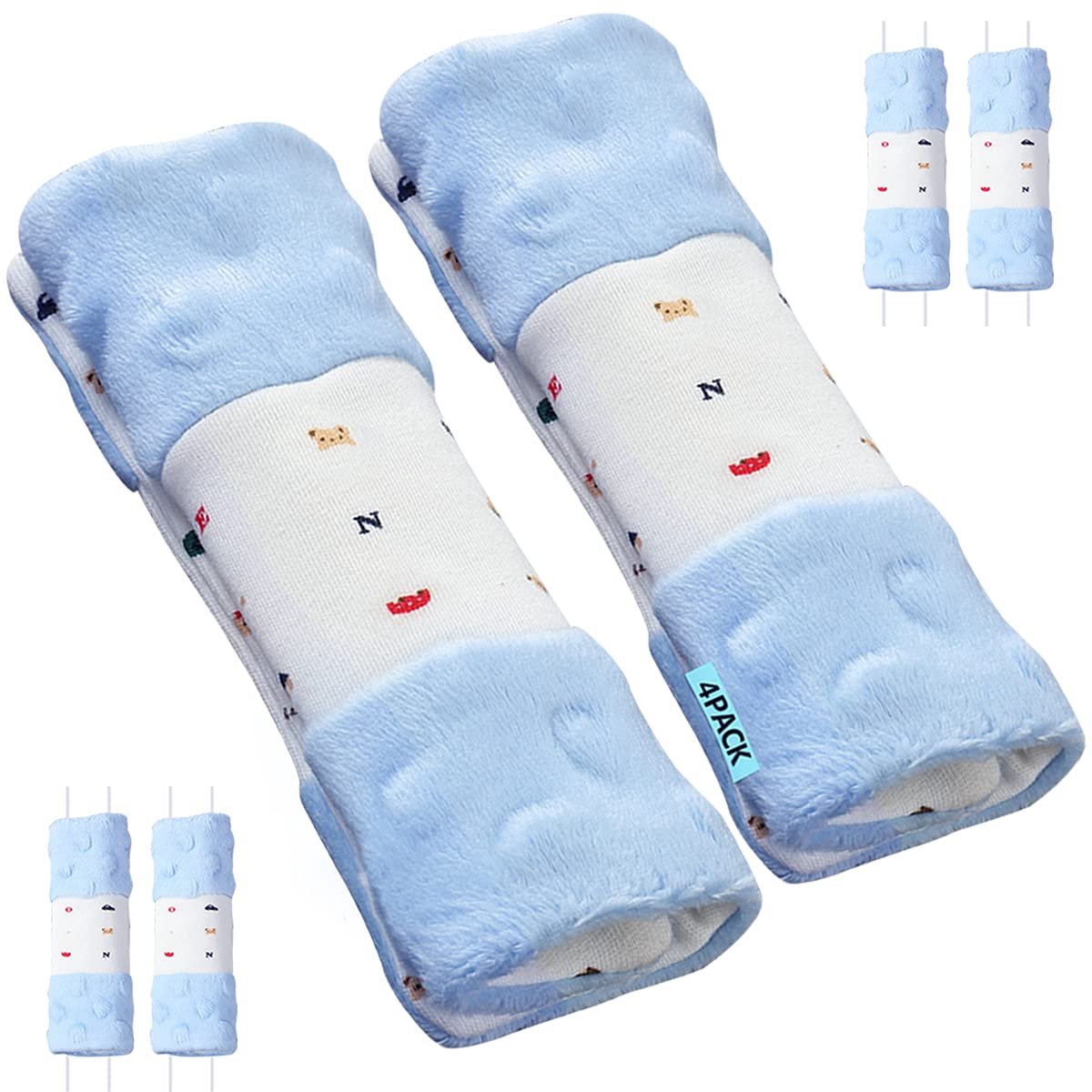 Pack of 4 Pushchair Belt Protectors, Universal Pushchair Belt Protector (15 x 5 cm) - ShopVlot