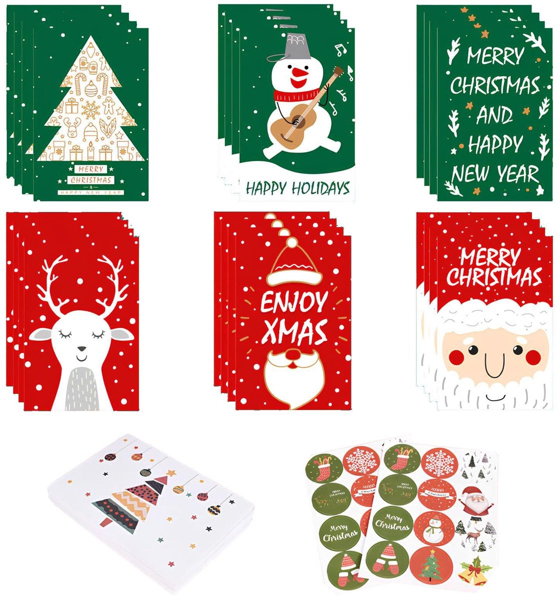 Elzusha - Set van 24 Kerstkaarten met Enveloppen