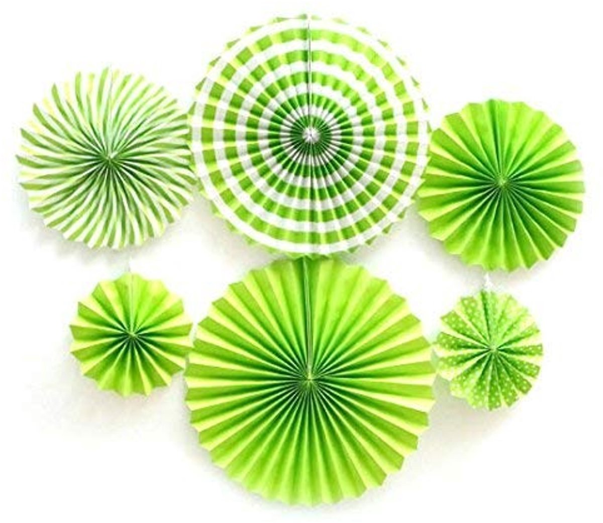 Elzusha - Set van 6 Papieren Hangende Ventilatoren - Groen