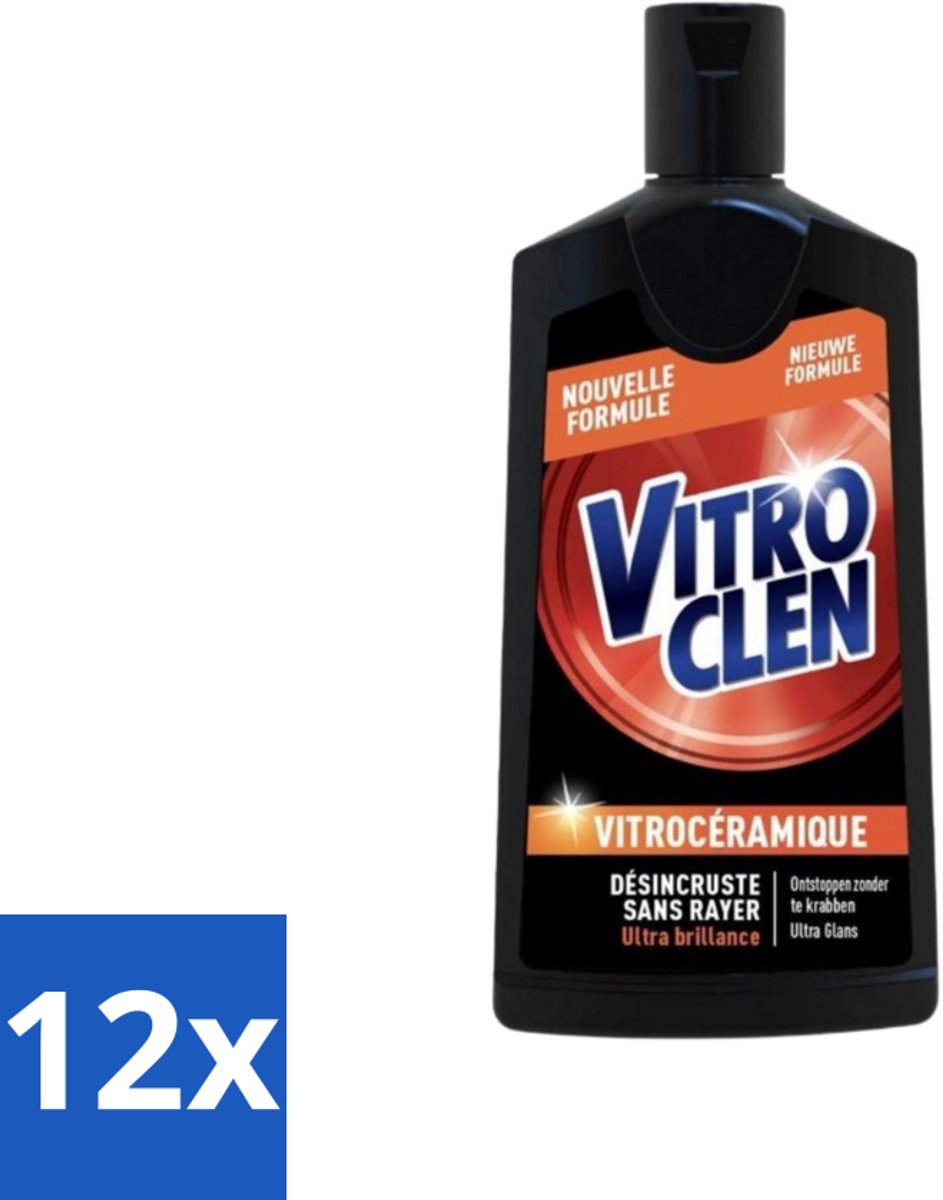 12 x Vitroclen - Kookplaatreiniger - Keramisch & Inductie - Ultra Glans - 310 ml - Kookplaat Reiniger - Keramische Kookplaat - Inductie Kookplaat - Ultra Glans - Kookplaat Schoonmaken