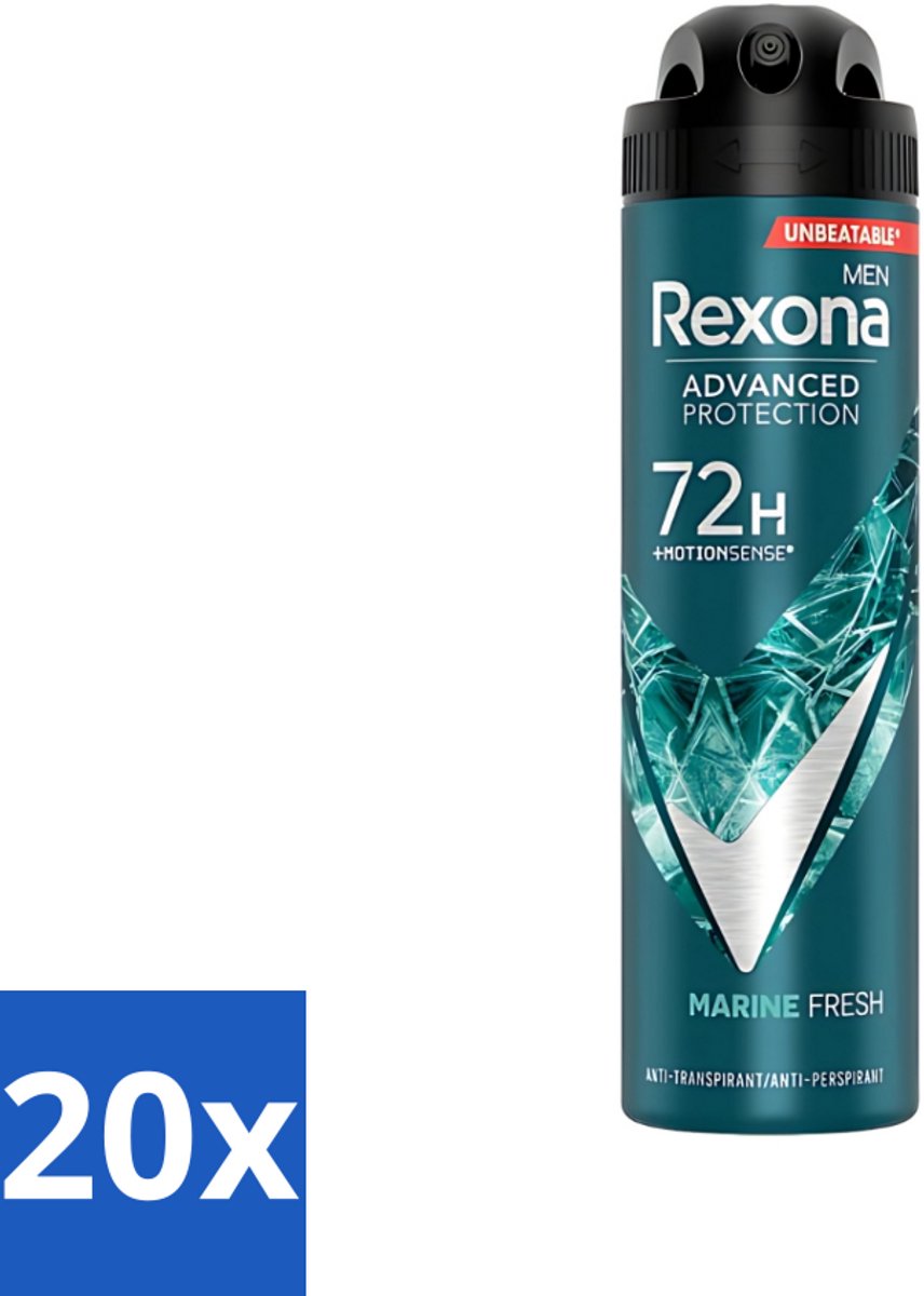 20 x Rexona Men - Deodorant Spray - Advanced Protection - Marine Fresh - Anti-Transpirant & Perspirant - 150ml - Deodorant Spray - Anti-transpirant - Zweetbestendig - Marine Geur - 48 Uur Bescherming