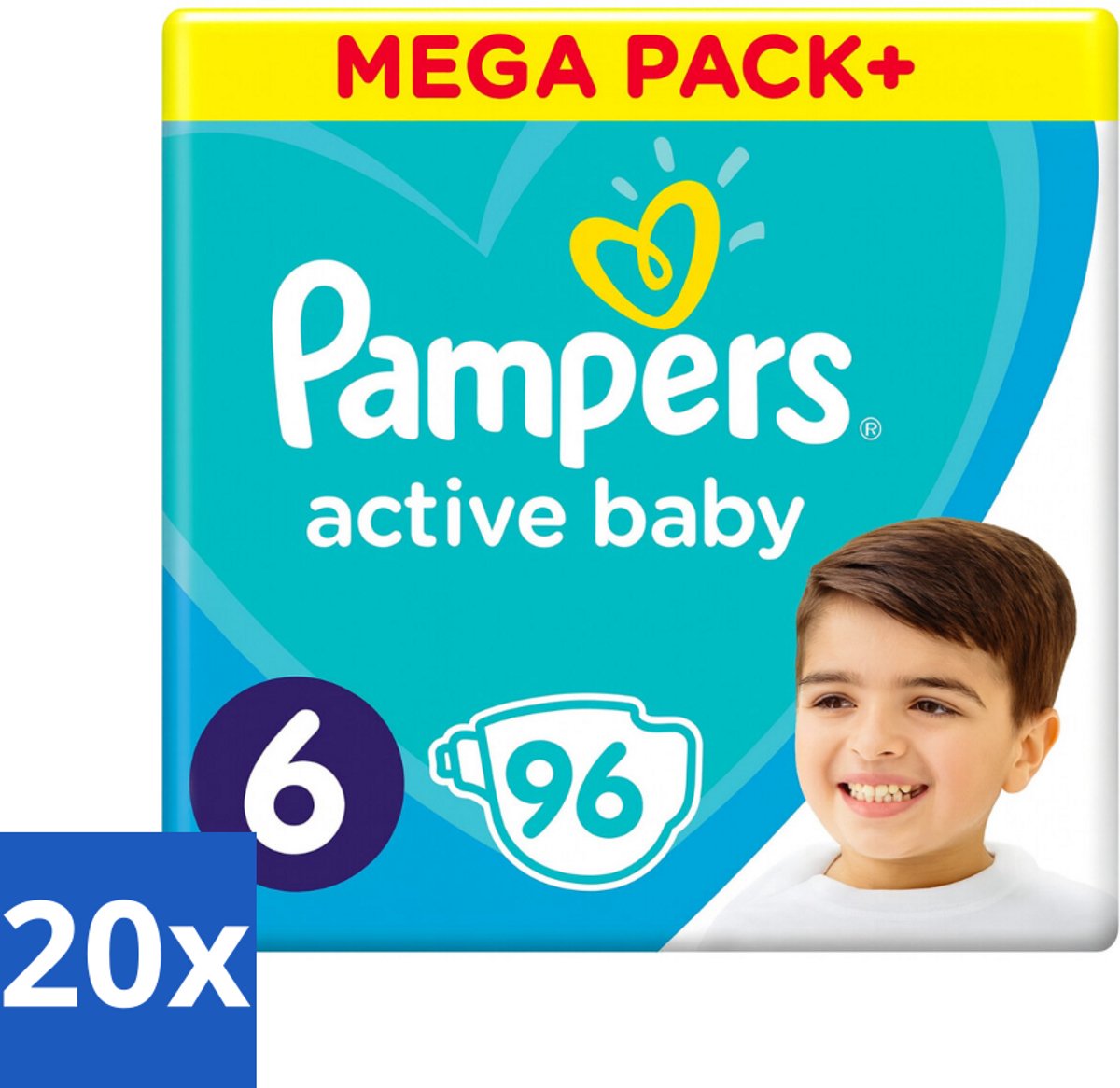 20 x Pampers - Active Baby - Luiers - Maat 6 (13-18 kg) - Extra Groot - 96 Luiers - Luiers Voor Baby - Droge Luiers - Beschermende Luiers - Actieve Luiers - Superabsorberende Luiers