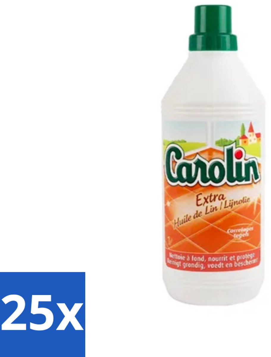 25 x Carolin - Vloerreinigingsmiddel - Extra Lijnolie - 1 L - Vloerreiniger - Tegel Reinigen - Tegel Voeden - Tegel Beschermen - Tegel Schoonmaken