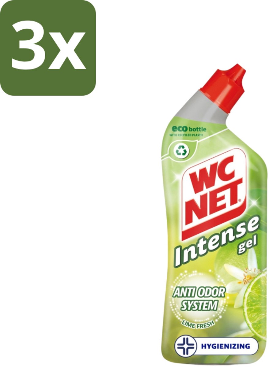3 x WC Net - Toiletreiniger - Gel - Met Limoen- 750 ml - WC Net - Toilet Reiniger - Toilet Reinigen - Toilet Geur - Toilet Reinigingsgel