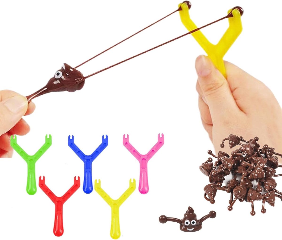 Grappige Katapult Poep Speelgoed voor Kinderen - Stressverlichting, Rubber Sling Shot, Zacht Antistress Speelgoed, Verjaardagscadeau, Feestcadeau, 15 Stuks