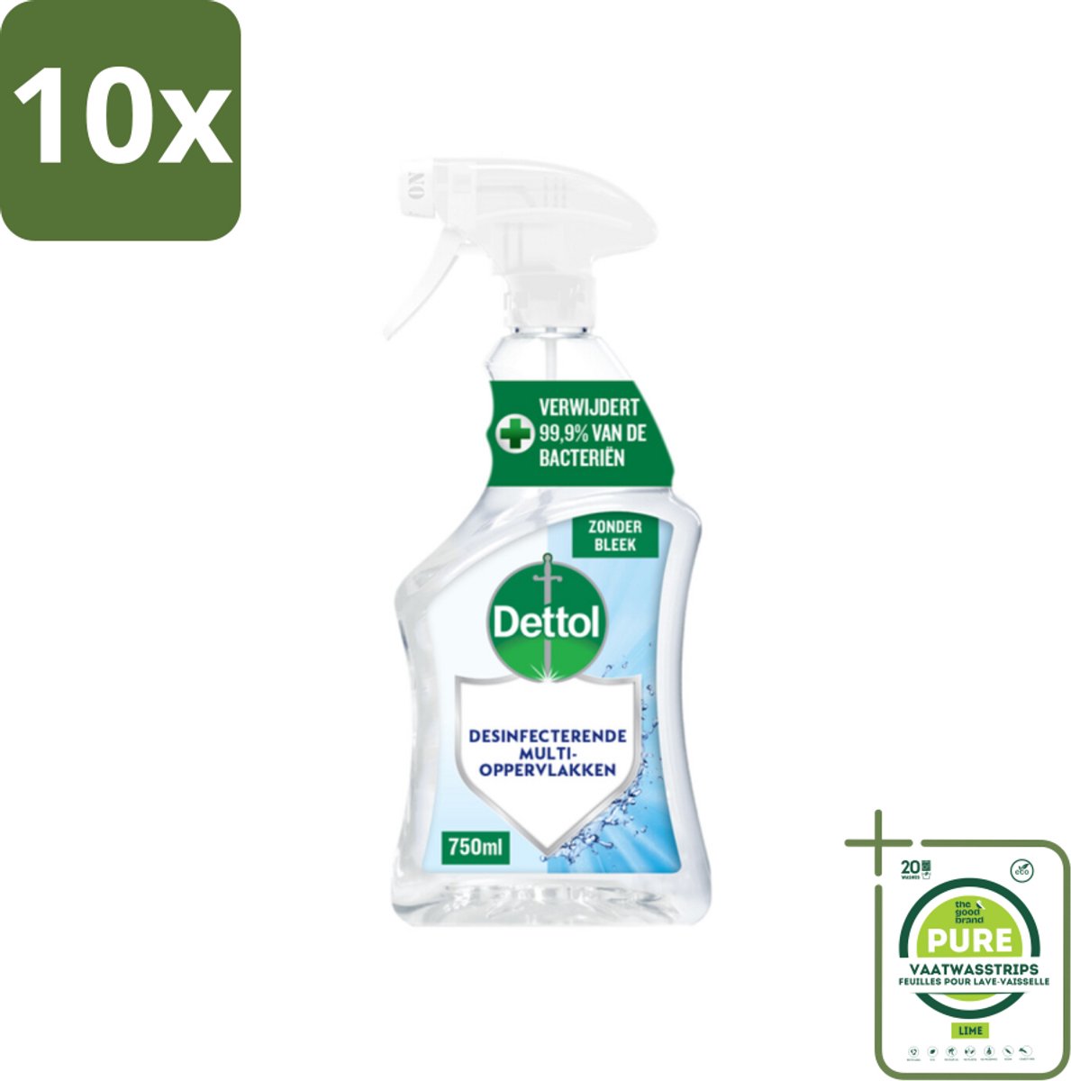 10 x Dettol Desinfecterende Multi-Oppervlakken Spray 750 ml - Grootverpakking - Allesreiniger - Schoonmaakspray - Hygiëne - Schoonmaakproduct - Dettol