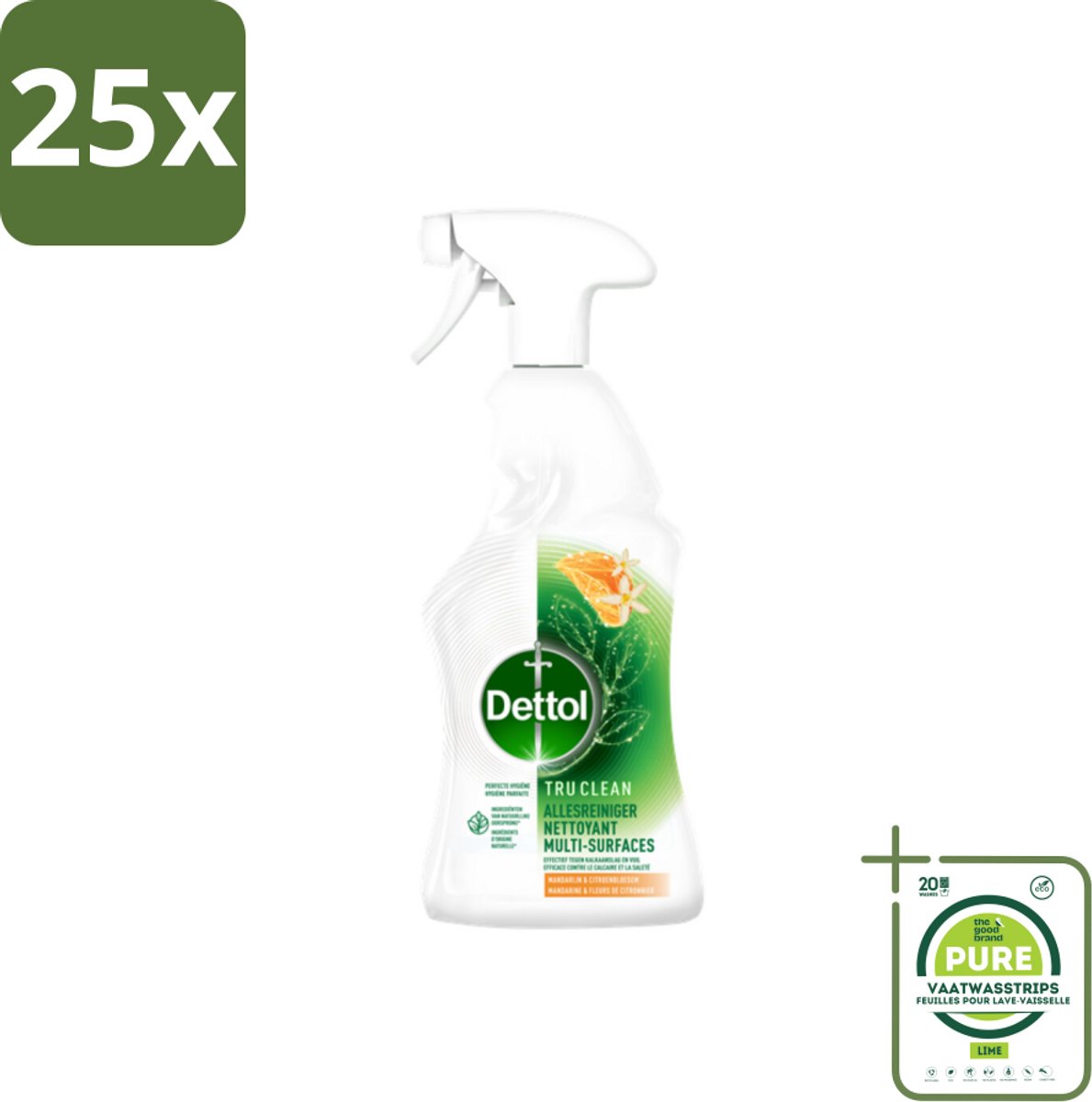 25 x Dettol Allesreiniger Spray Mandarijn & Citroenbloesem 500 ml - Grootverpakking - Allesreiniger - Schoonmaakspray - Keukenreiniger - Badkamerreiniger - Natuurlijke Reiniging