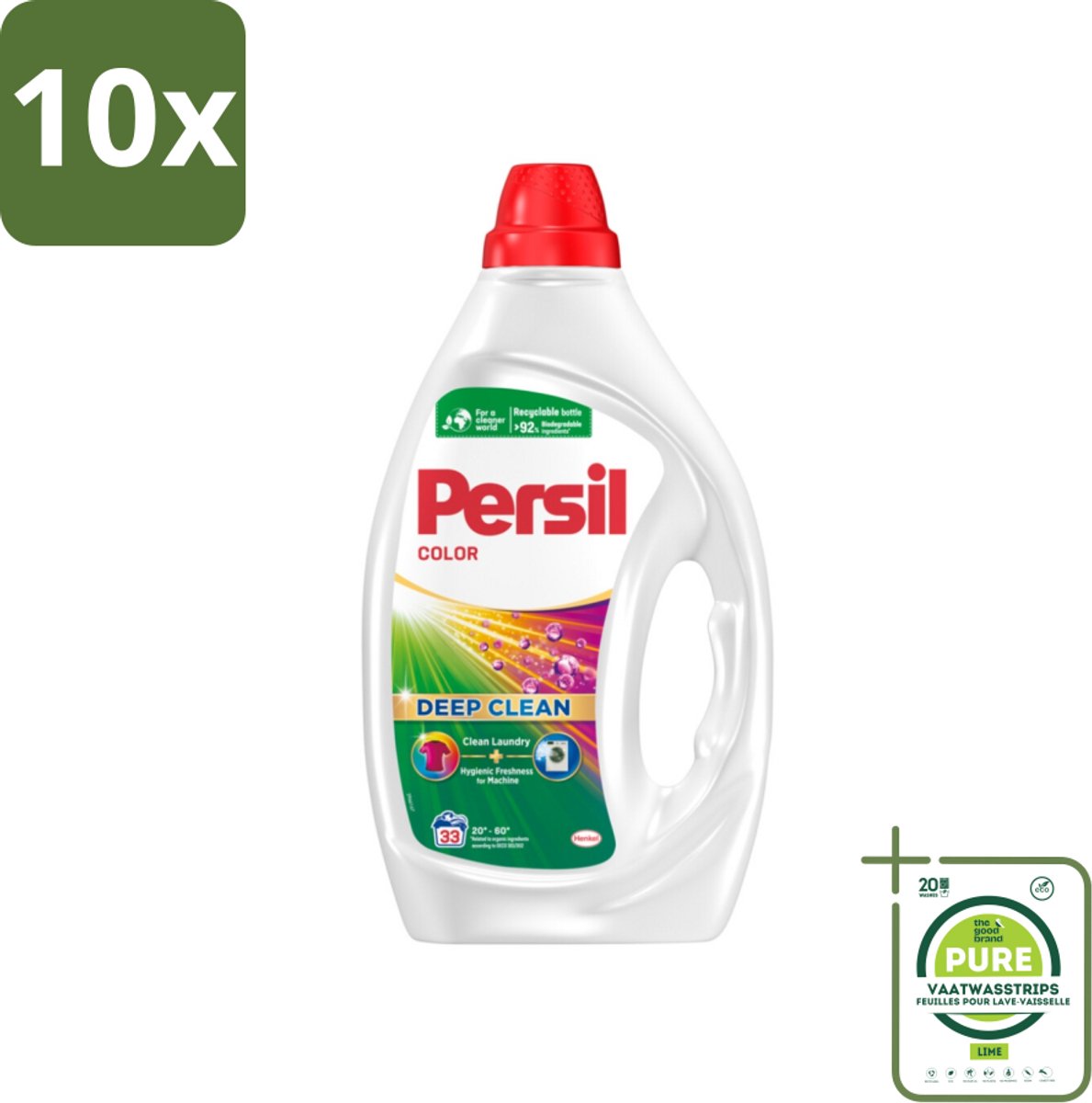 10 x Persil Color - Vloeibaar Wasmiddel - Gekleurde Was - 33 Wasbeurten - Grootverpakking - Wasmiddel - Gekleurde Was - Vlekken Verwijderen - Wasmachine - Frisheid