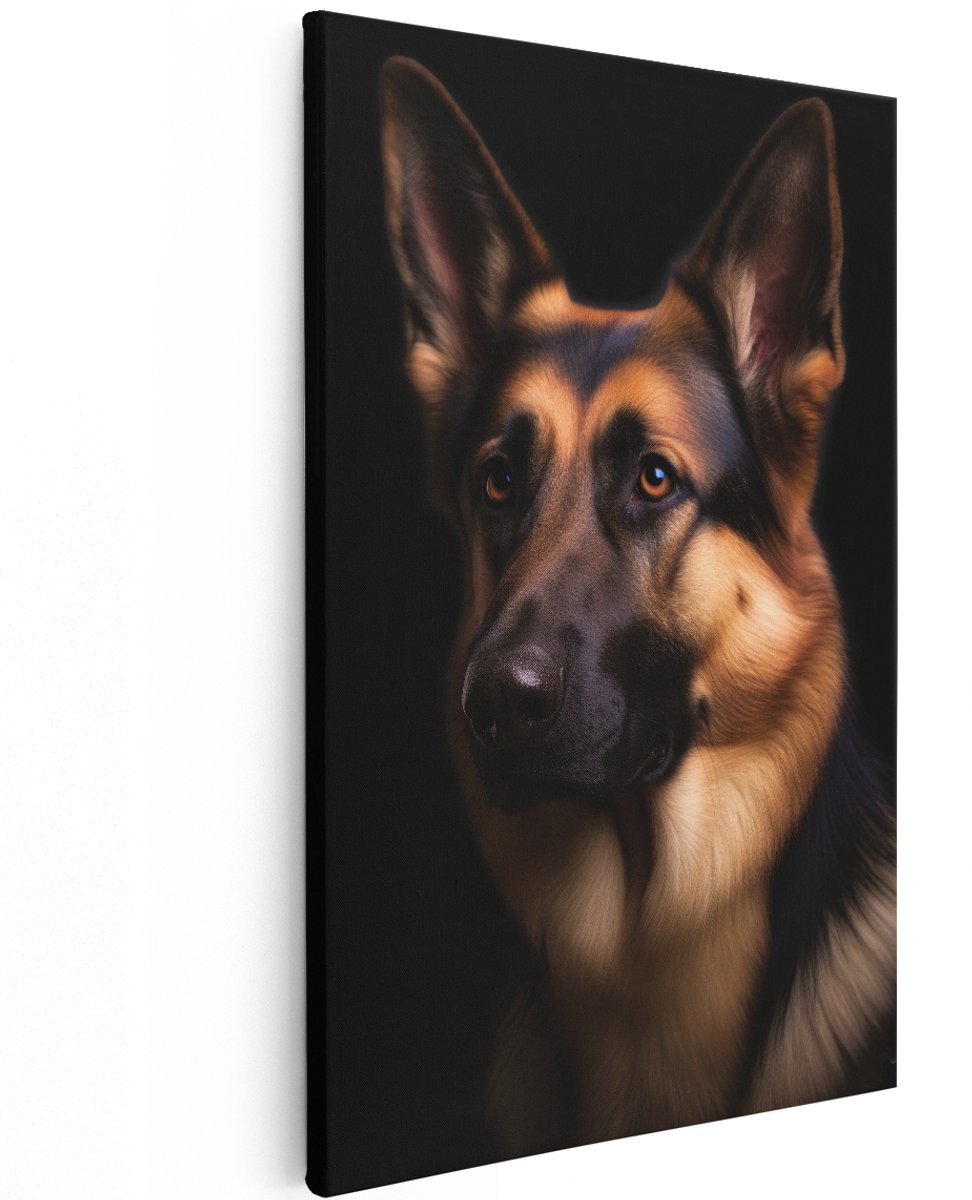 Artaza Canvas Schilderij Duitse Herder - 100x150 cm - Groot - Wanddecoratie Hond - Muurdecoratie Portret - Decoratie Dieren