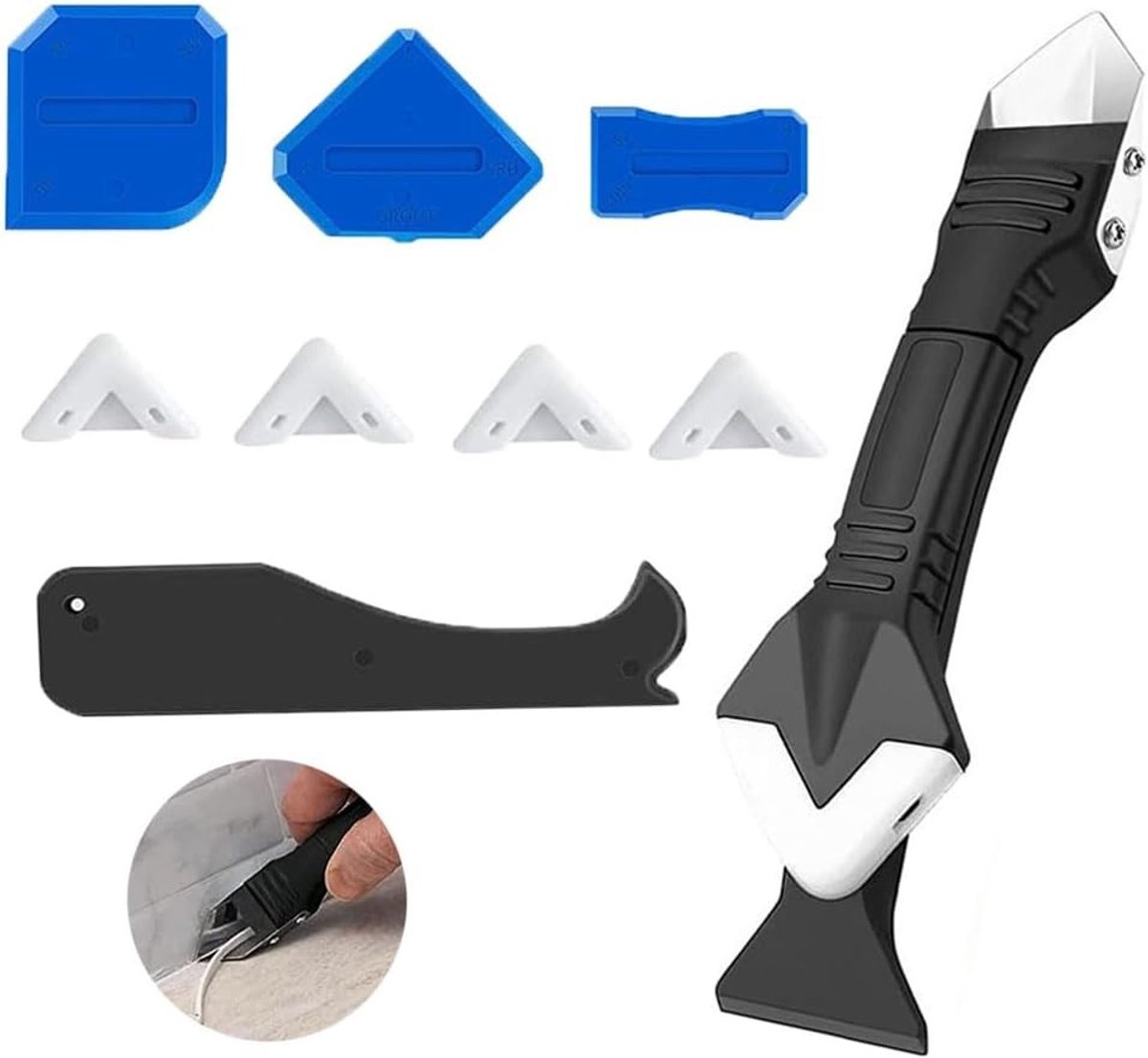 3-in-1 Silicone Verwijder Tool Set voor Kit, Voegen en Tegels - Inclusief Grout Scraper en Sealing Nozzles voor Badkamer en Keuken