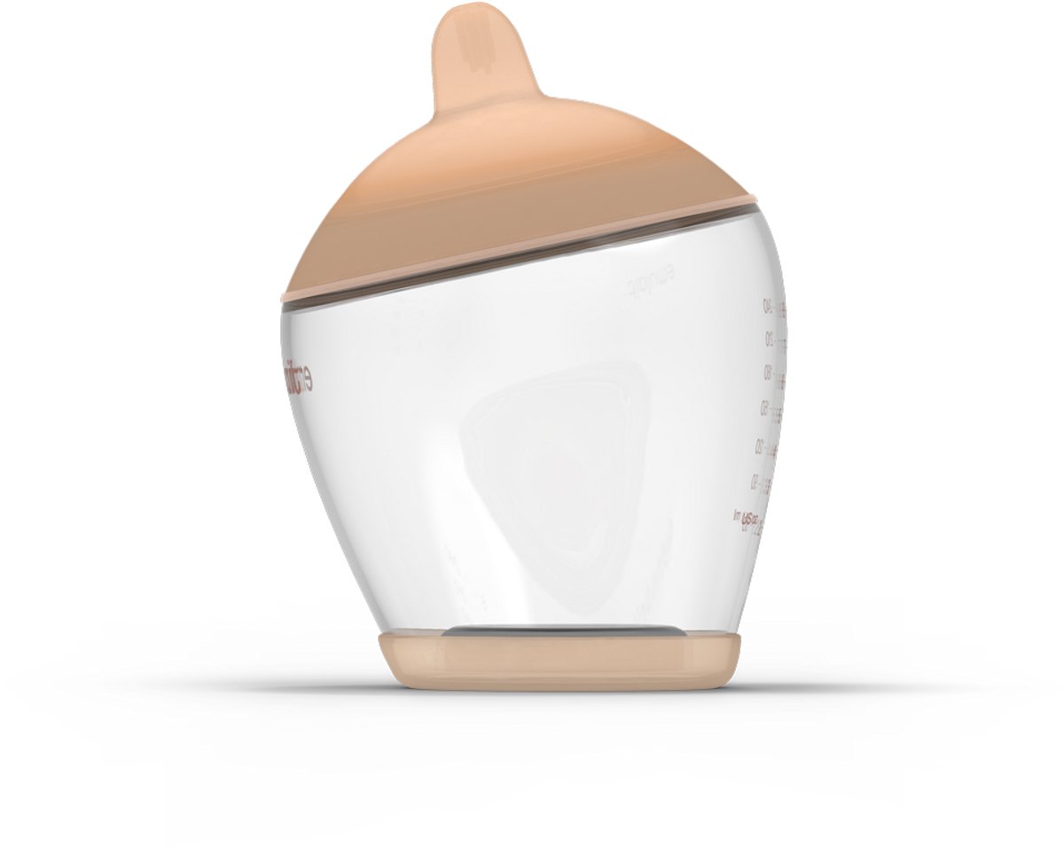 Emulait Classic Babyfles - Kleur: Light - Maat: 5 - 240 ml - borstvormig - natuurlijk voeden - anti-koliek - bpa-vrij
