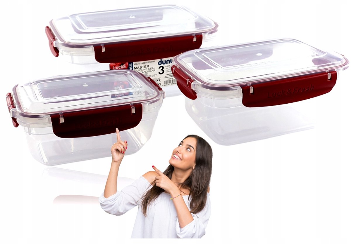 Set van 3 Luchtdichte BPA-vrije Plastic Voedselcontainers