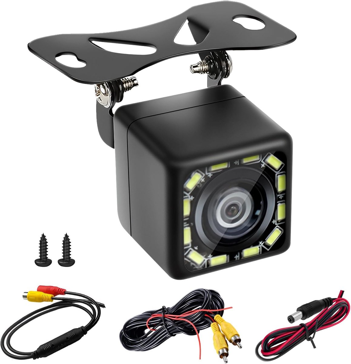 Achteruitrijcamera voor auto, 1080p Ultra HD, 12 leds, nachtzicht, 170° groothoek, fish-eye, IP68, universeel, waterdicht, 12 V-24 V, achteruitrijcamera voor SUV, pickup, vrachtwagen, camping