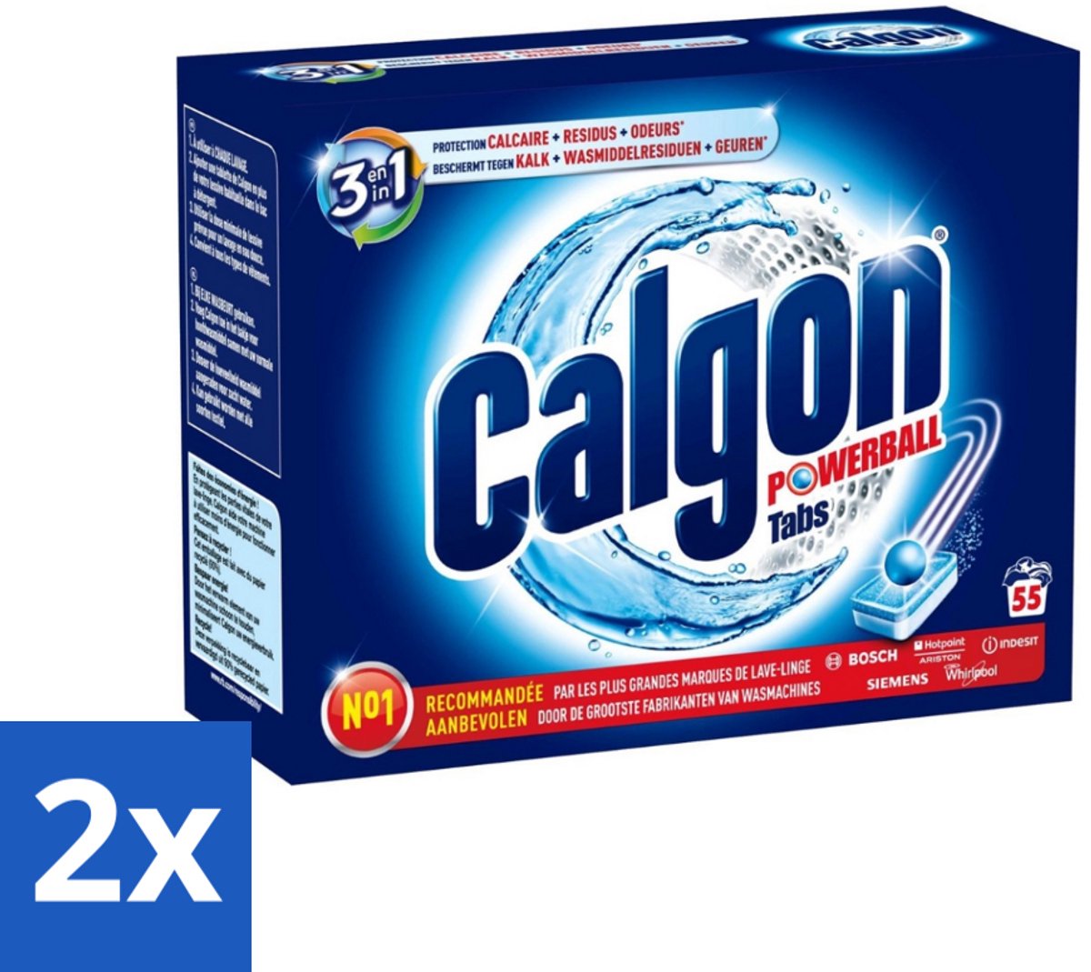 2 x Calgon - Wasmachinereiniger - Tegen Kalkaanslag / Wasmiddelresten / Geuren - 55 Tabletten - Wasmachine Reiniger - Kalkverwijderaar - Wasmiddelresten - Wasmachine Onderhoud - Wasmachine Tabletten