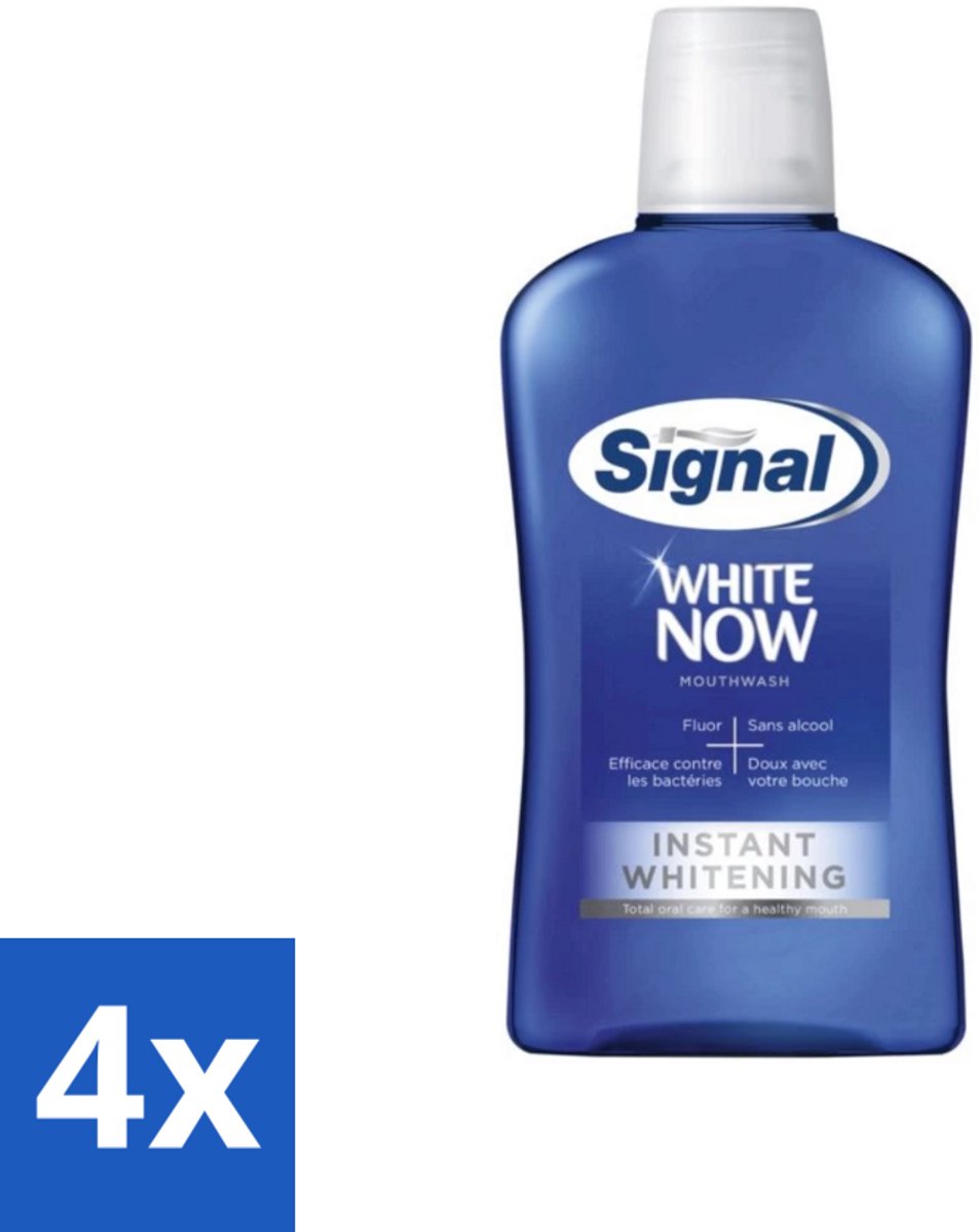 4 x Signal - White Now - Mondwater - 0 % Alcohol - 500 ml - Mondwater - Signal - Fluoride - Tandplak - Frisheid