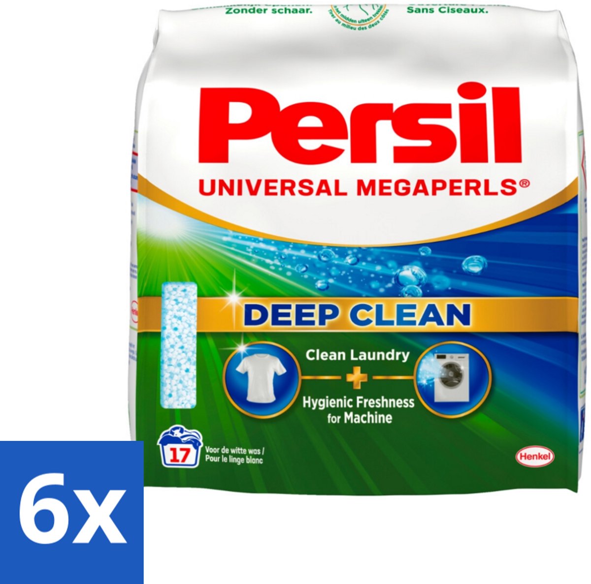 6 x Persil Waspoeder Megaperls Power 17 Wasbeurten 1,02 kg - Waspoeder - Wasmiddel - Vlekkenverwijderaar - Kleurbehoud - Wasverzorging
