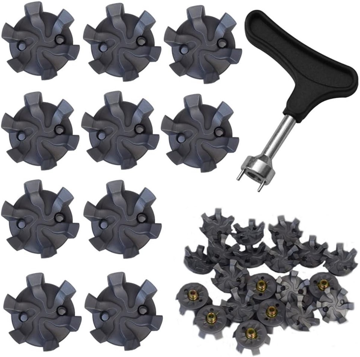 Golf Schoen Spikes Set van 20 + Sleutels voor Eenvoudige Vervanging, Universele Antislip Golf Spikes voor Verbeterde Grip en Stabiliteit