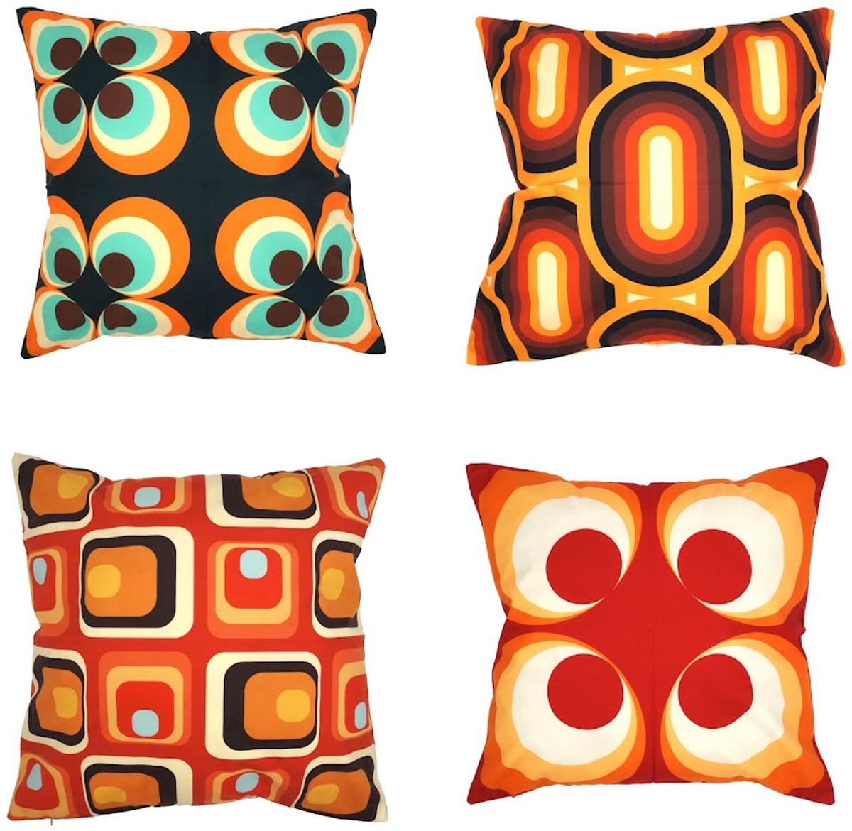 Kussenhoezen - Retro Flowerpower Hippie kussenhoes set van 4 - Formaat 45 x 45 cm - Exclusief binnenkussen