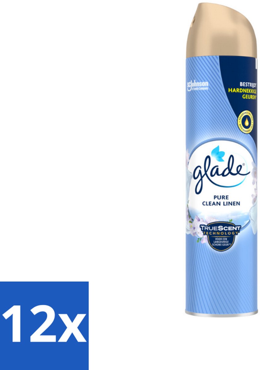 Glade – Luchtverfrisser Spray – Pure Clean Linen – 300 ml - Voordeelverpakking - 12 stuks