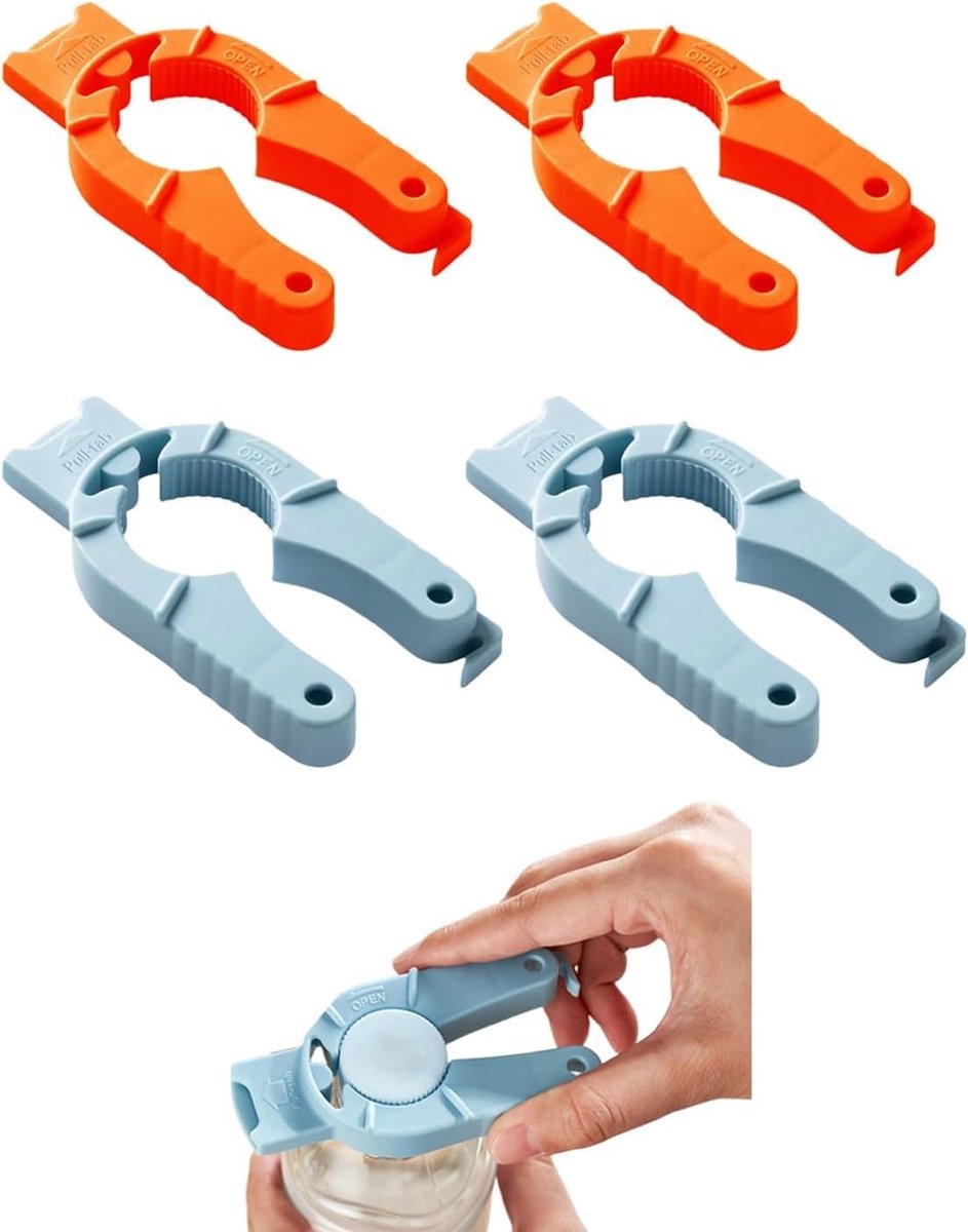 Multifunctionele magnetische fles- en blikopener set, 4 stuks, ideaal voor zwakke handen, handig voor thuisgebruik en feesten