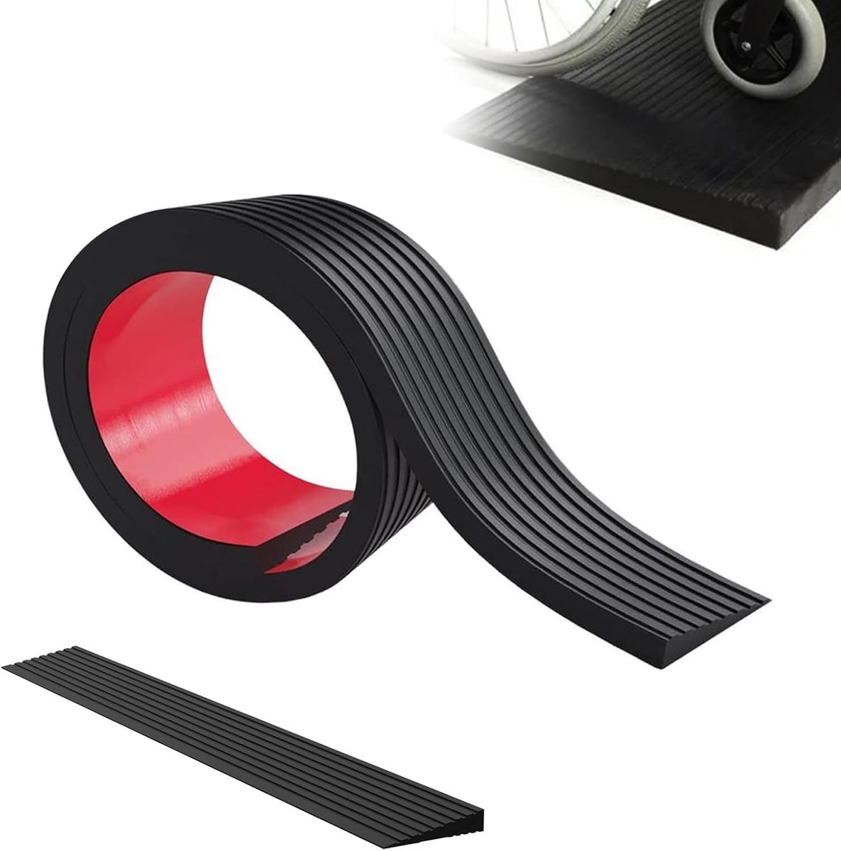Robuuste rubberen drempelhelling 100 x 8 x (1-3) cm, 800 kg draagvermogen, ideaal voor rolstoel, kinderwagen en scootmobiel, 1.5 cm hoog