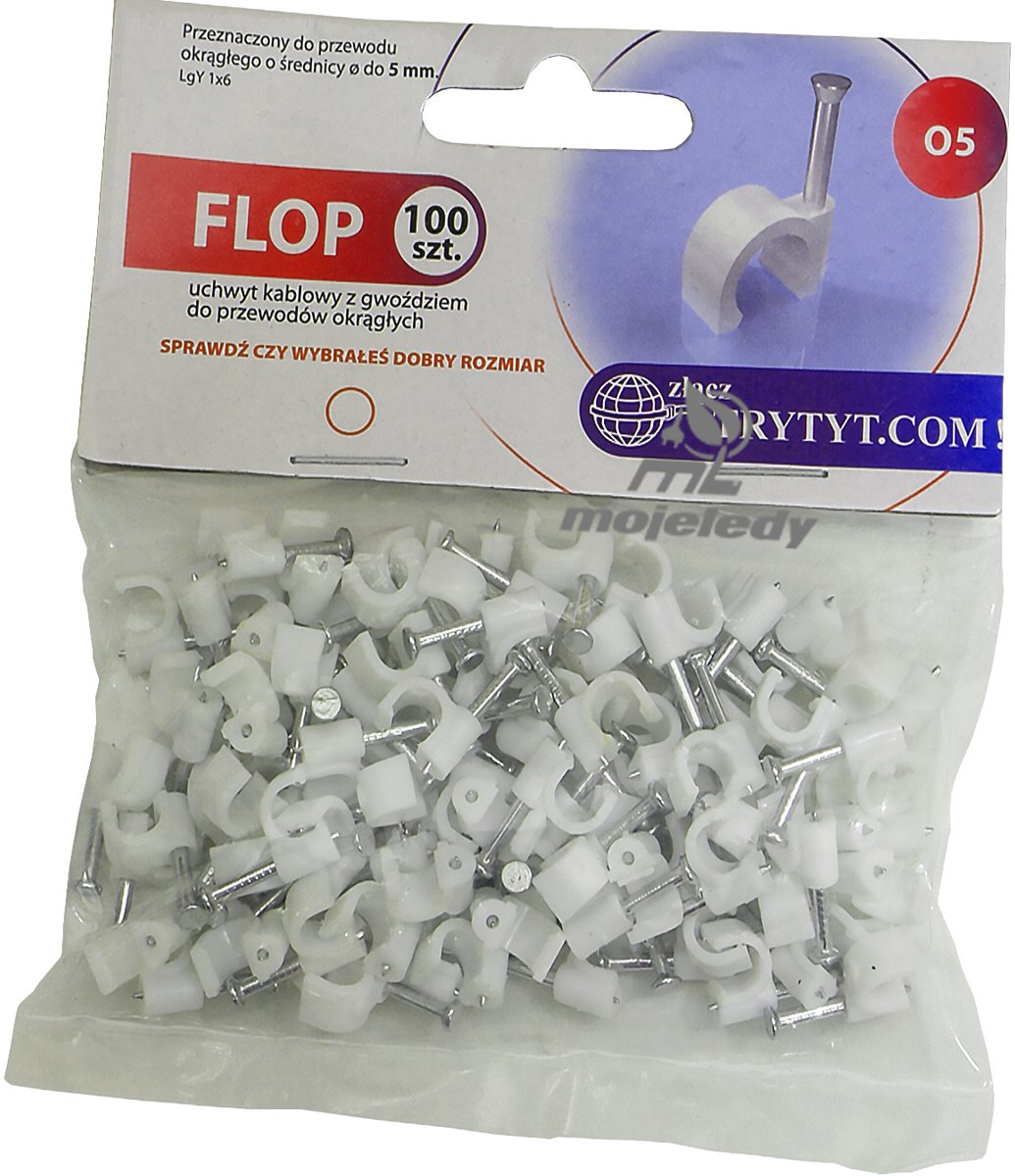 50x Kabelklemmen met Nagel FLOP 5.5mm - 100 Stuks