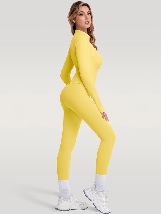 Currero Pilates Pak Dames - Yoga - Buttshaper - Gym - Fitness - Butt Lift - Bil Vergrotend - Heup Liftend - Yogakleding - Geel M — afbeelding 2