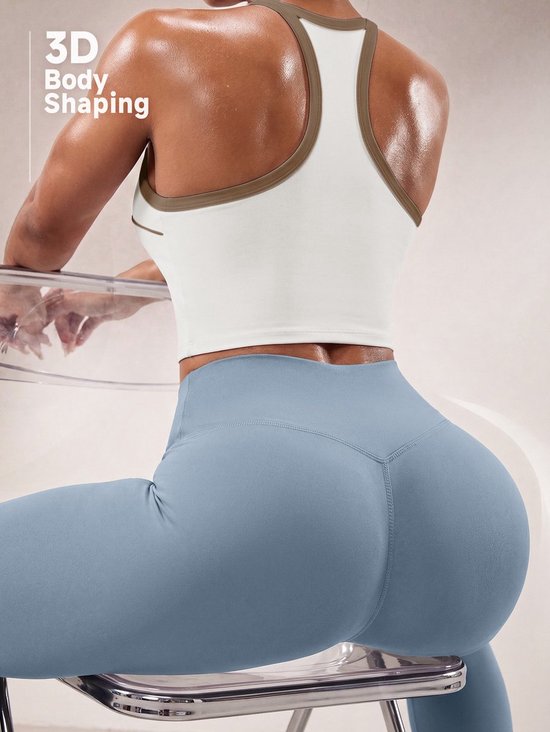 Currero Pilates Pak Dames - Yoga - Buttshaper - Gym - Fitness - Butt Lift - Bil Vergrotend - Heup Liftend - Yogakleding - Wit + Grijs S — afbeelding 3