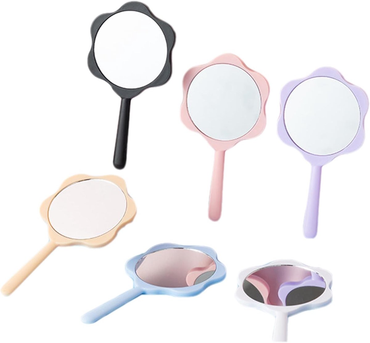 Handspiegel Set van 6 Stuks, Draagbare Make-up Spiegel voor Reizen, Kamperen en Thuisgebruik, Verkrijgbaar in 6 Kleuren, Perfect als Cadeau voor Verjaardagen en Valentijnsdag