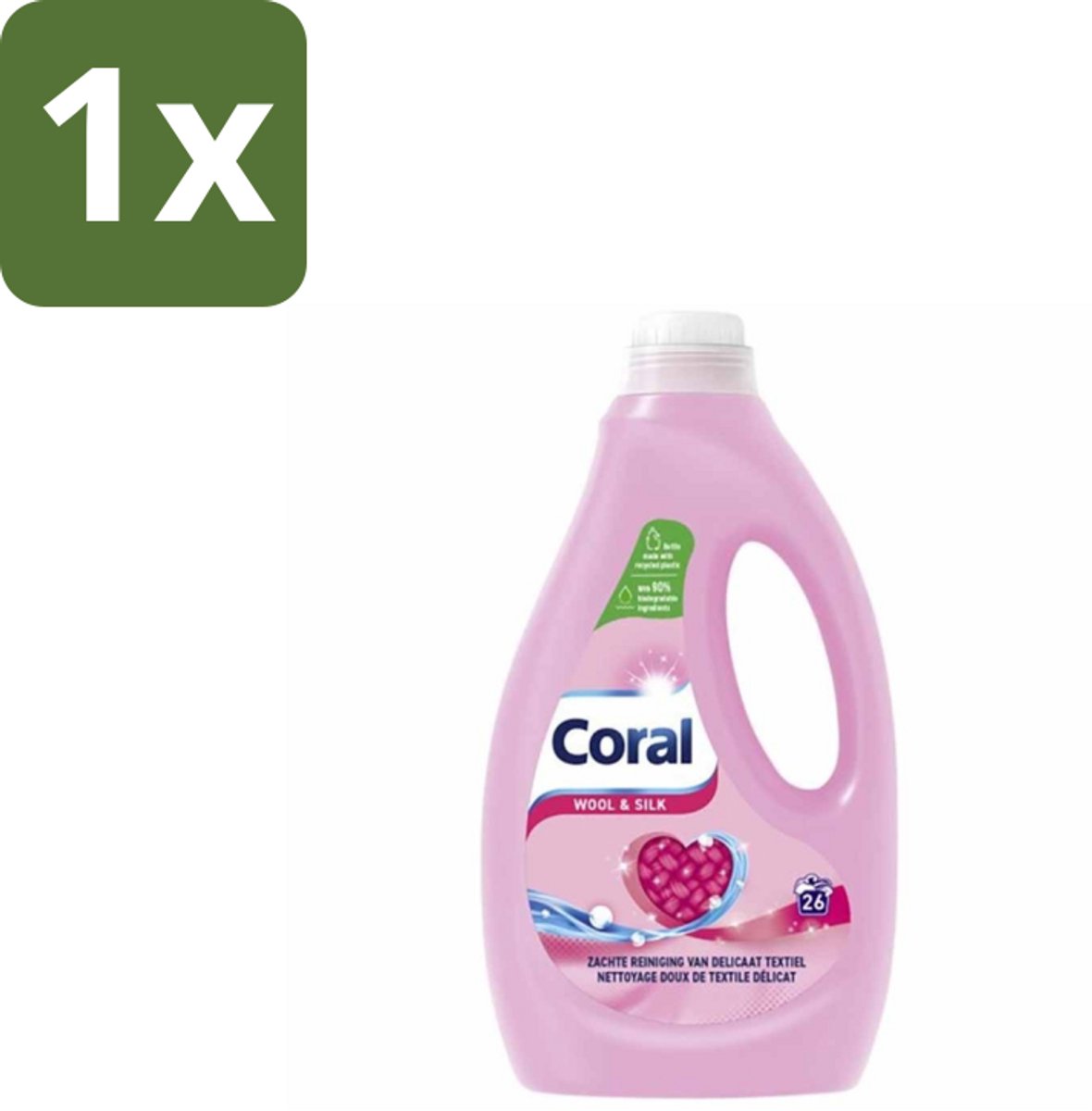 1 x Coral – Vloeibaar Wasmiddel – Wool & Silk – 1170 ml - Delicate Stoffen - Wasmiddel Wol Zijde - Zachtheid Wasmiddel - Beschermende Wasmiddel - Fijne Stoffen