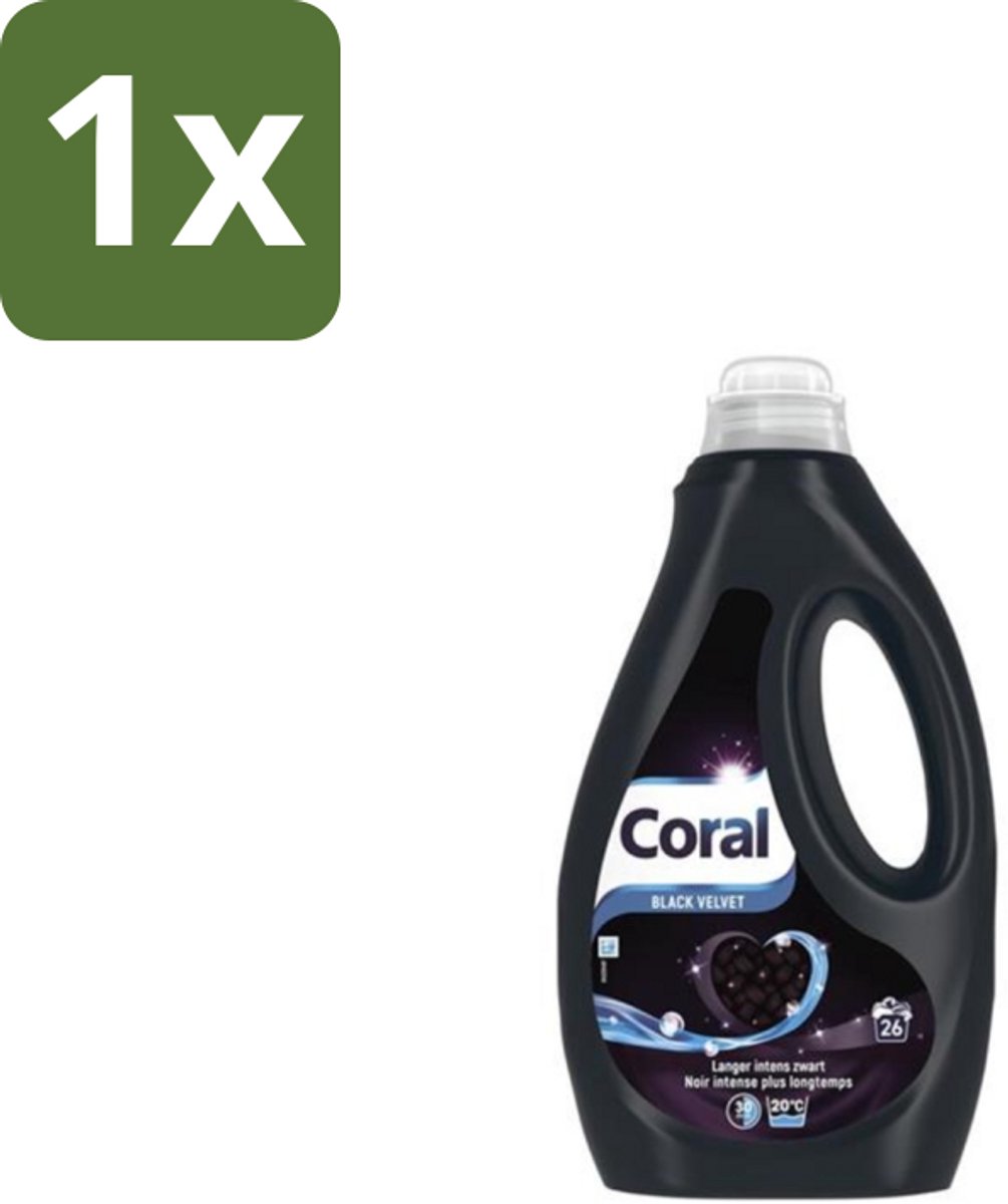 1 x Coral – Vloeibaar Wasmiddel – Black Velvet – 1170 ml - Donker Wasmiddel - Zwart Wasmiddel - Anti-pluis - Kleurbehoud - Vlekverwijdering