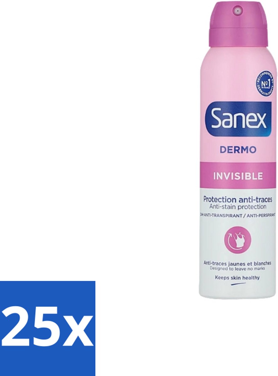 Sanex – Deodorant Spray – Dermo Invisible – 150 ml - Bulkverpakking - 25 stuks