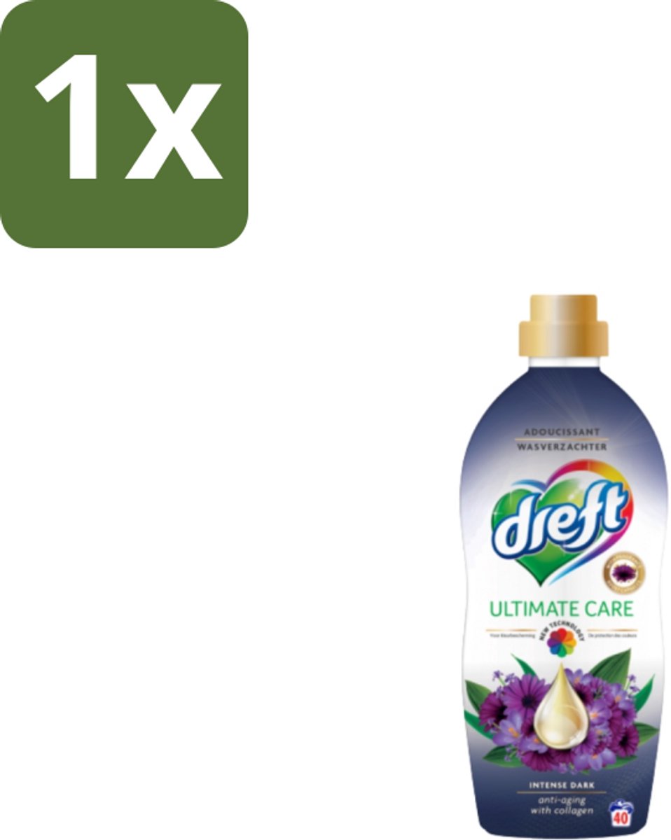 1 x Dreft – Wasverzachter – Ultimate Care Intense Dark – 40 Wasbeurten - Wasverzachter - Kleurbescherming - Collageen - Wasgoed Verzorgen - Anti-aging Was