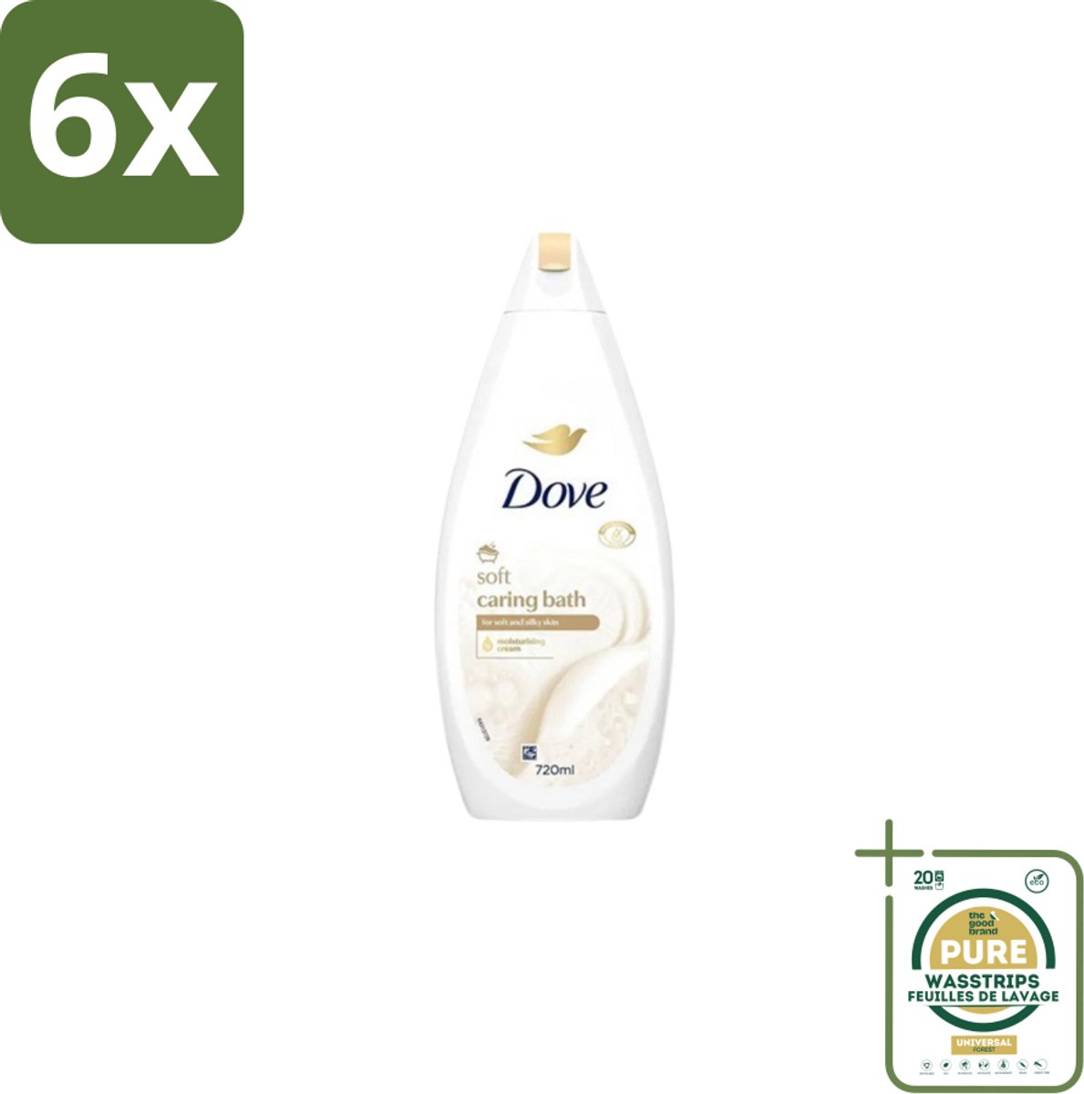 Dove – Badcrème – Soft – 720 ml - Voordeelverpakking - 6 stuks - Zijdezachte huid - Glycerine