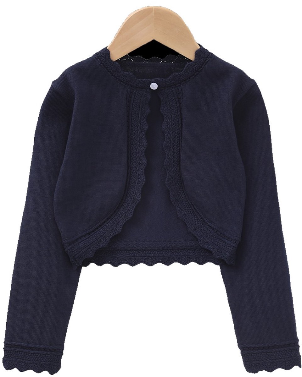 Currero Cardigan Meisjes Vest Meisje Met Knopen Kinderen Warm Gebreid Vest Long Donkerblauw 14 Jaar