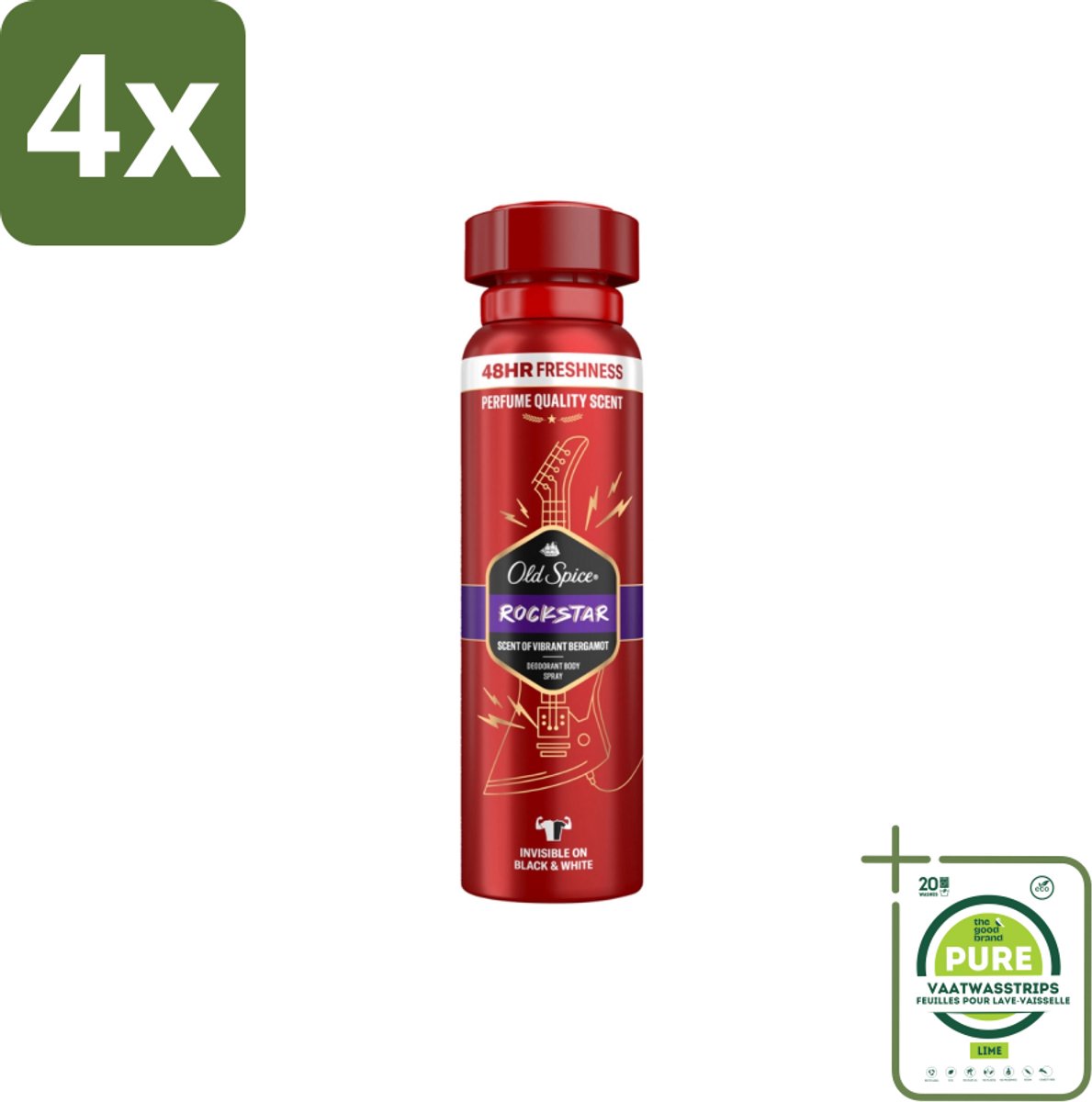 Old Spice – Deospray – Rockstar – 150 ml - Voordeelverpakking - 4 stuks - Deodorant - Lichaamsgeur