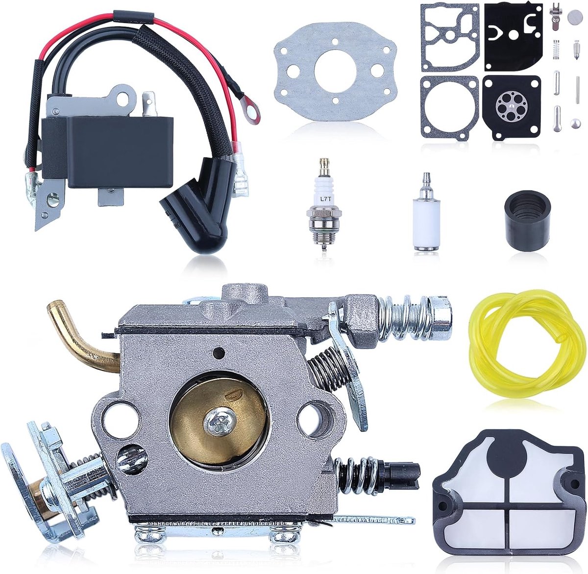 Koolstofontstekingsspoelset voor Husqvarna 136 137 141 142 met Zama C1Q W29E, vervangingsonderdelen en carburateuraccessoires