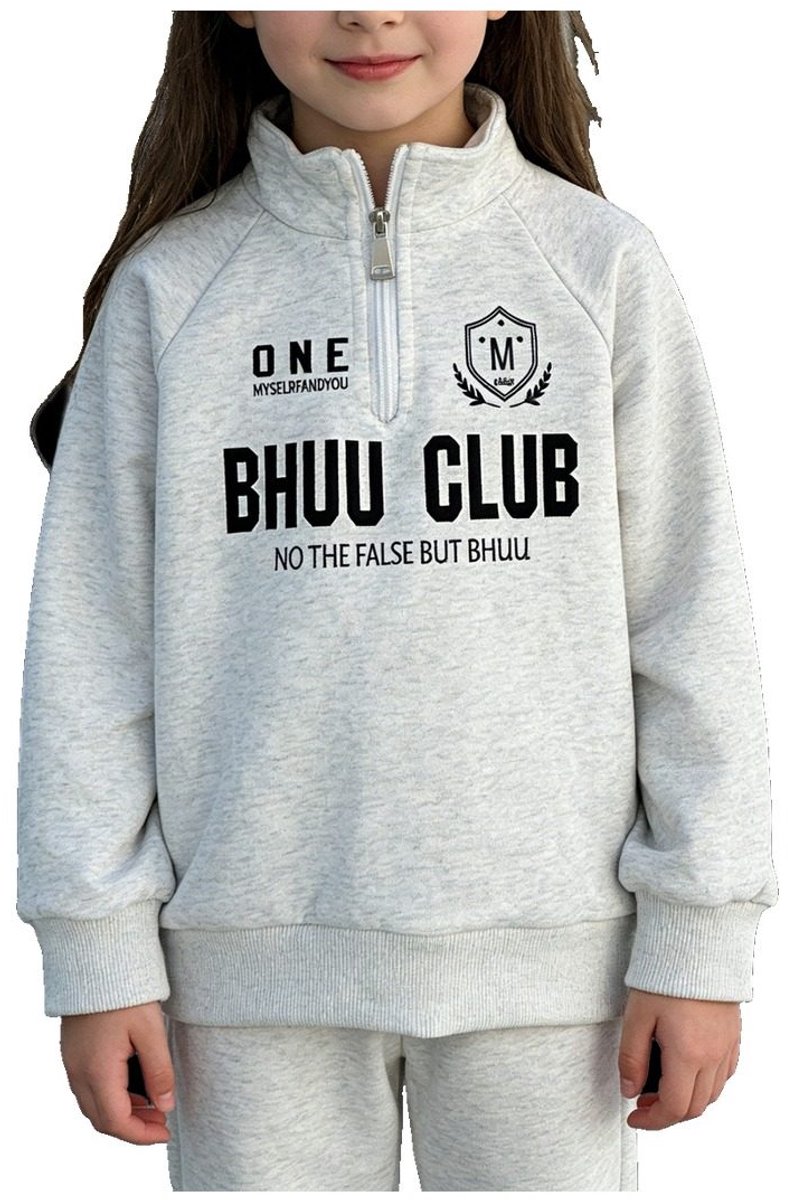 Currero Quarter Zip Meisjes Sweater Met Rits Jumper Quarterzip Hoodie Meisje Warme Trui Vest Lang Coltrui Lichtgrijs 13-14 Jaar