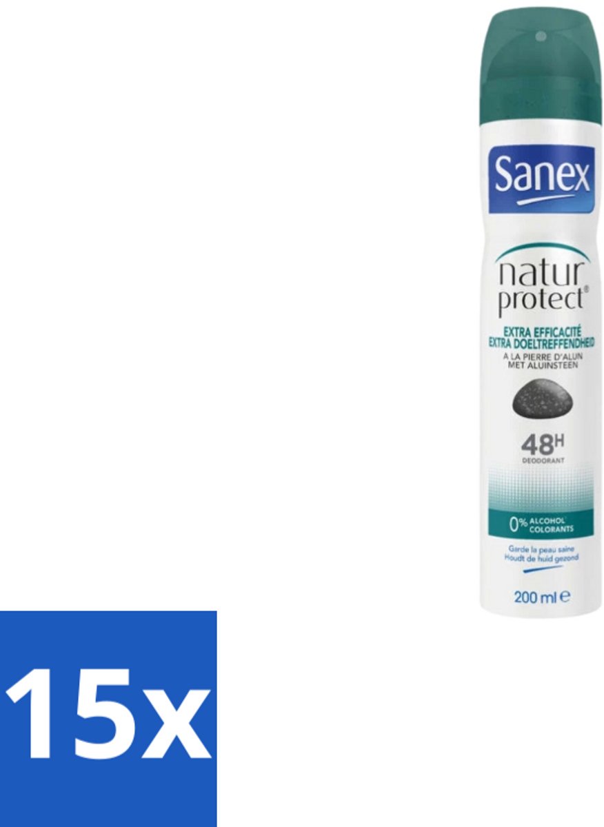 Sanex – Deodorant Spray – Aluinsteen – 200 ml - Bulkverpakking - 15 stuks