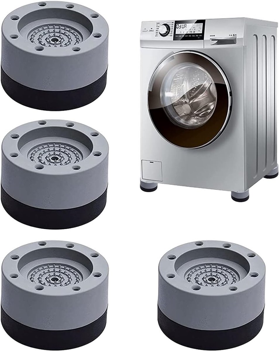 Universele Antivibratie Voetpads voor Wasmachines en Drogers - 4 Stuks, Rubber, Antislip, Geluiddempende Matten