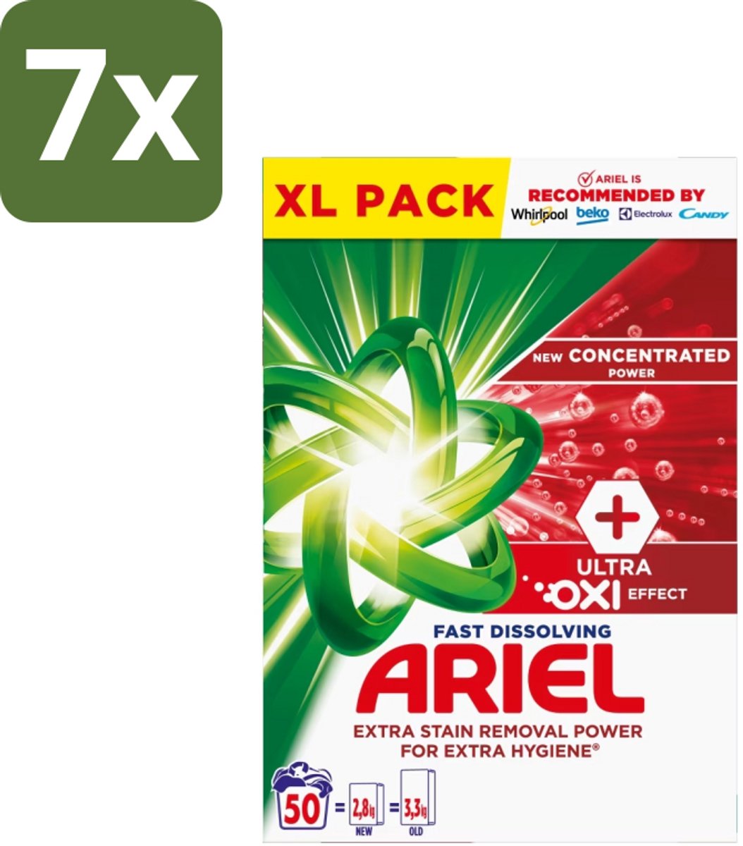 7 x Ariel – Waspoeder – Oxi – 2,8 kg – 50 wasbeurten - Waspoeder - Waspoeder Oxi - Vlekverwijdering - Reiniging - Wasmachine