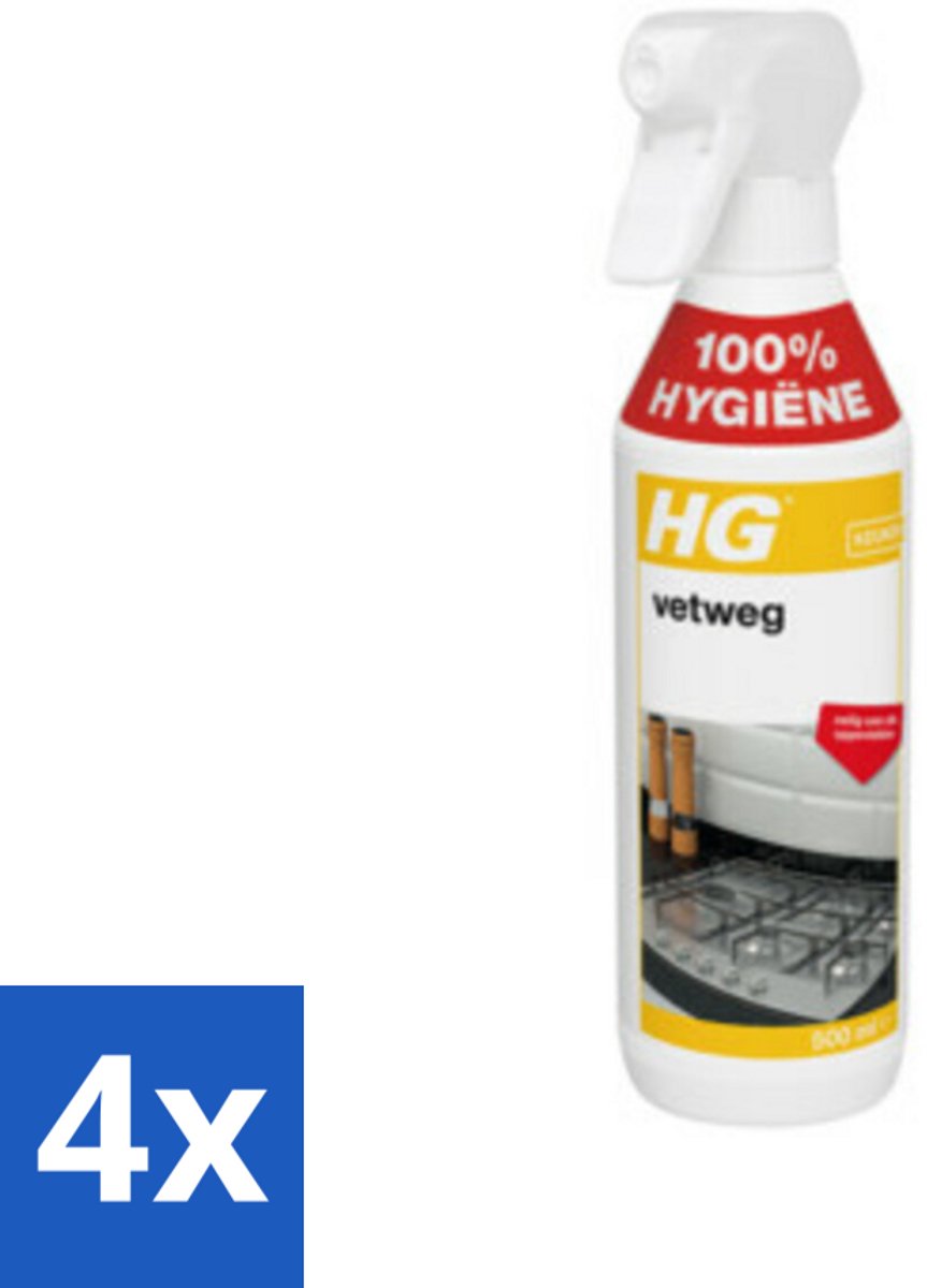 4 x HG Vetweg 500 ml - Keukenreiniger - Vetverwijderaar - Vetvlekken - Roestvrijstaal Reiniger - Gegalvaniseerd Staal Reiniger