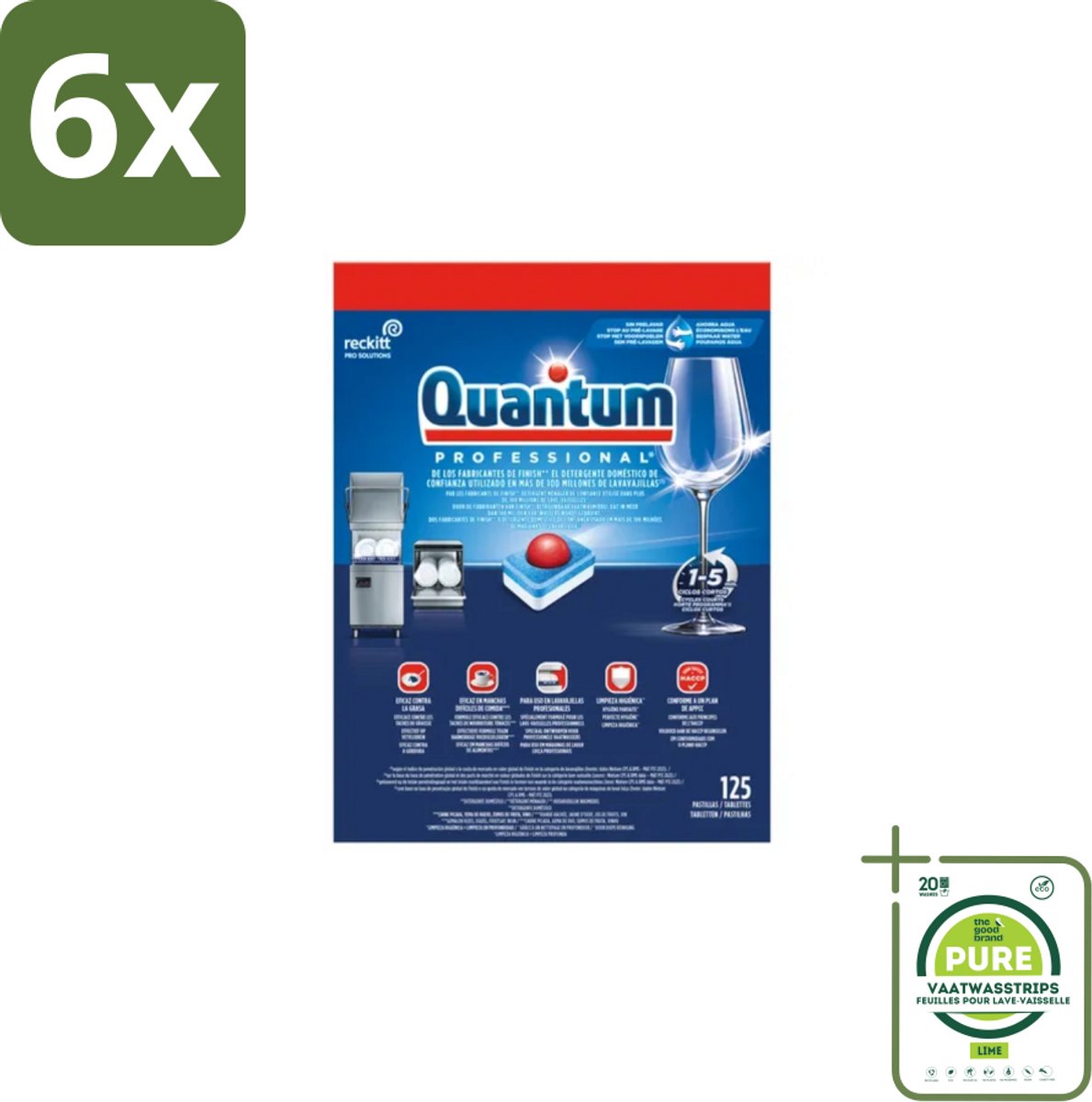 Finish – Vaatwastabletten – Quantum Pro All-in-One – 125 Capsules - Voordeelverpakking - 6 stuks - Vaatwastabletten - Professionele vaatwasser