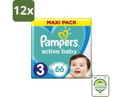 Pampers – Luiers – Active Baby Dry Maat 3 – 66 Luiers - Voordeelverpakking - 12 stuks - Baby luier - Droge luier